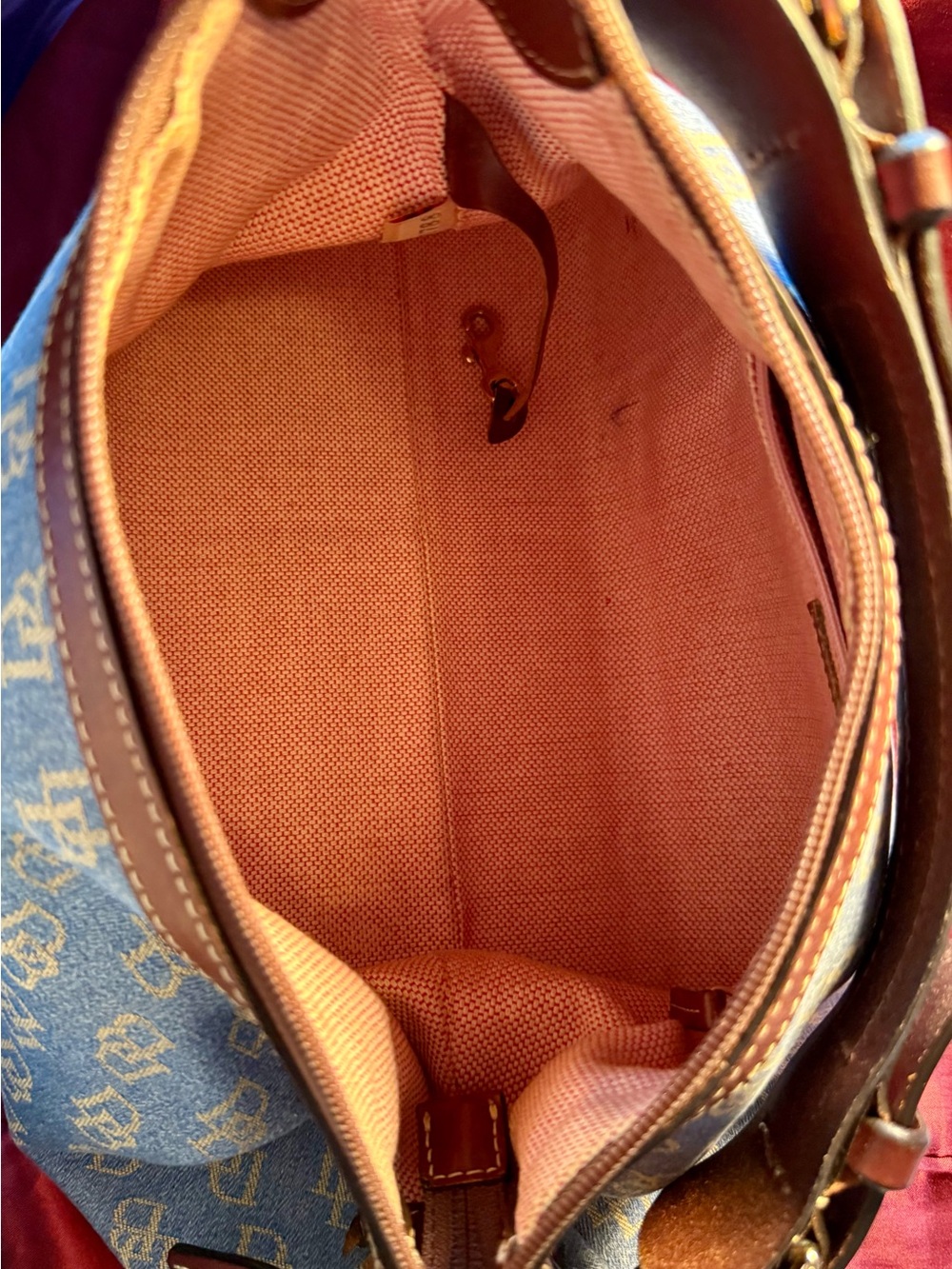 Dooney & Bourke Blue Denim Logo Shoulder Bag with Wallet and Wristlet - Picture 8 of 16